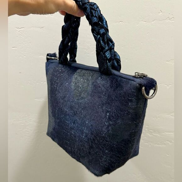 Multi Use Handmade Genuine Hair-On Calfskin & Braided Top Handle Bag/ Crossbody - Picture 12 of 16